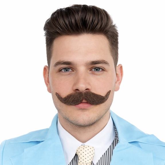 HPO Adult Men's Fake Imperial Human Hair Moustache | Brown Colour Options