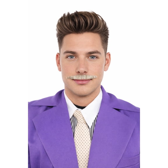 HPO Adult Men's Fake Synthetic Hair Mustache | White Color Options