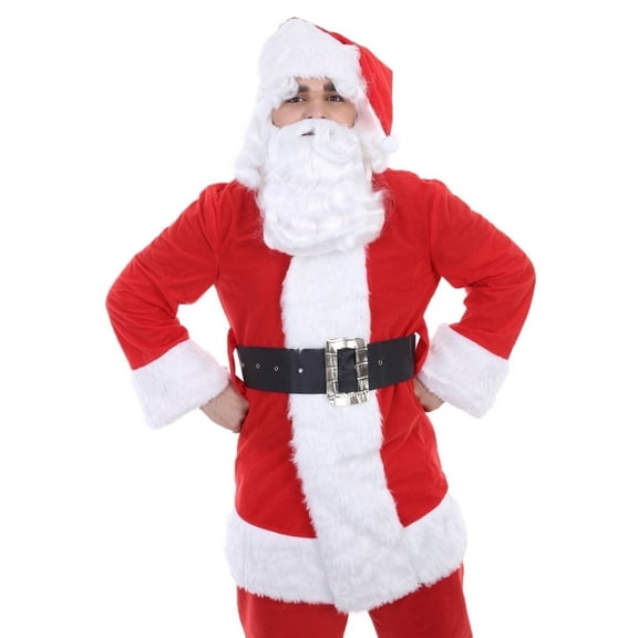 HPO Adult Mens Santa Wig and Beard Set  White Synthetic Fiber Christmas Costume Accessory