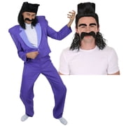 HPO Adult Men's Halloween Cosplay Anime Animated Former Teen Star Turned Supervillain Costume and Wig Bundle