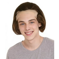 HPO Adult Bald Wig Men's Horror Movie Dark Auburn Wig with Teens, Perfect for Halloween & Cosplay