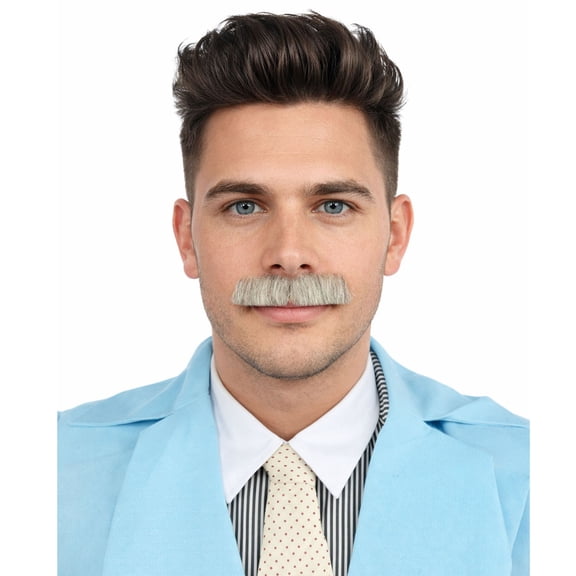 HPO Fake Mustaches, Adult Men's Human Hair Fake Mustache Cosplay Facial Hair Synthetic Fibers (Soft White)