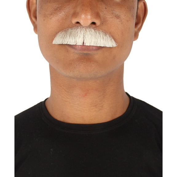 HPO Adult Men's Human Hair Fake White Mustache Facial Hair Multiple Colors Option