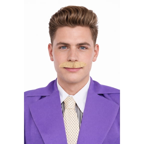 HPO Adult Men's Human Hair Mixed Blonde Color Mustache Cosplay Facial Hair