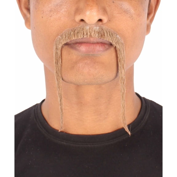 HPO Adult Men's Human Hair Mustache Cosplay Facial Hair (Mix-Brown)