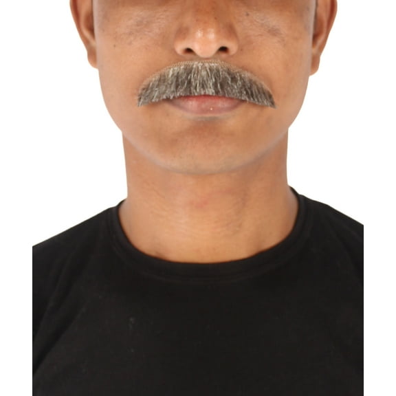 HPO | Adult Men's Human Hair Mustache | Facial Hairstyles Grey Color |
