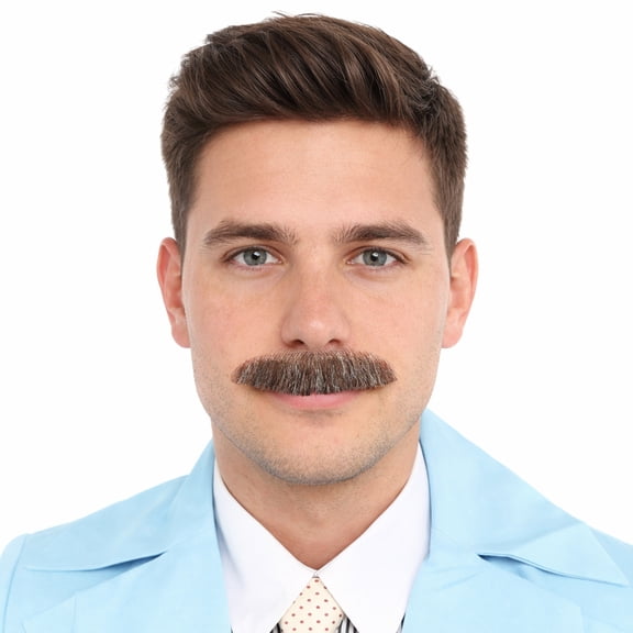 HPO Adult Men's Human Hair White Mustache | Facial Hair Multiple Colors Option