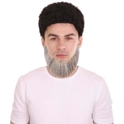 HPO | Adult Mens Light Grey David Spade Synthetic Hair Full Beard | Realistic Beard