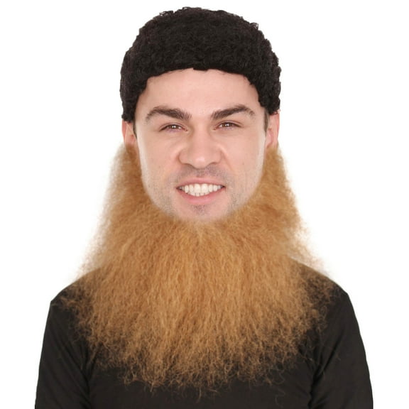 HPO Adult  Men's Long Beard Set Light Brown Cosplay Facial Hair Synthetic Fiber
