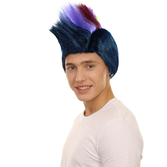 HPO Adult Men's Multicolor Mohawk Cosplay Wig | Wefted Cap Design | Synthetic Fiber