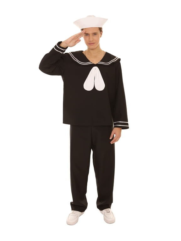 Adult Men's Navy Sailor Black Color Costume, Best for Halloween, Made With Synthetic Fabric (Medium)