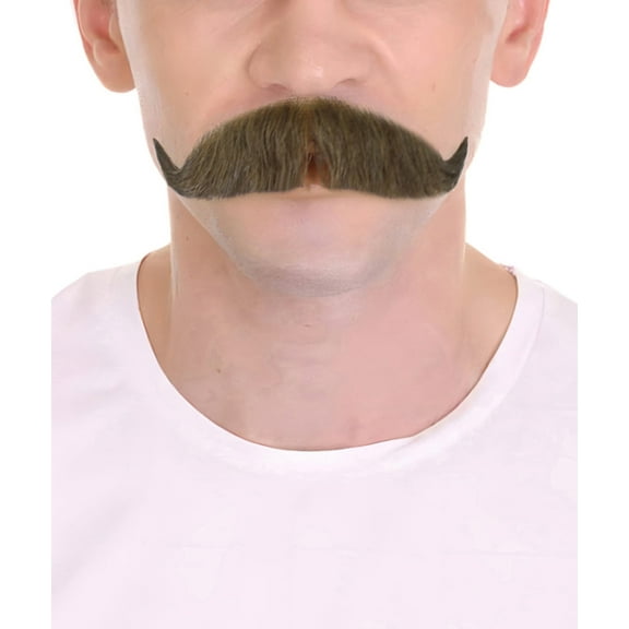 HPO Adult Men's Realistic Fake Imperial Human Hair Mustache | Multiple Color Options