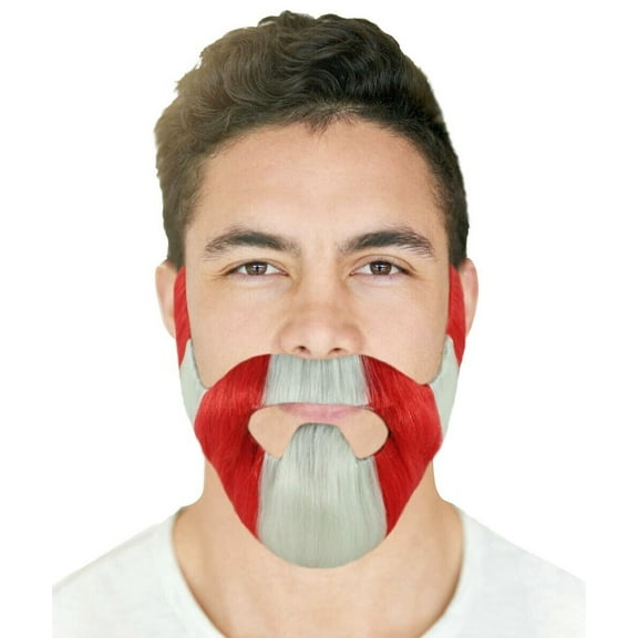 HPO Adult Men’s Red & White Fake Mustache – Synthetic Fiber Facial Hair for Cosplay & Halloween Outfits
