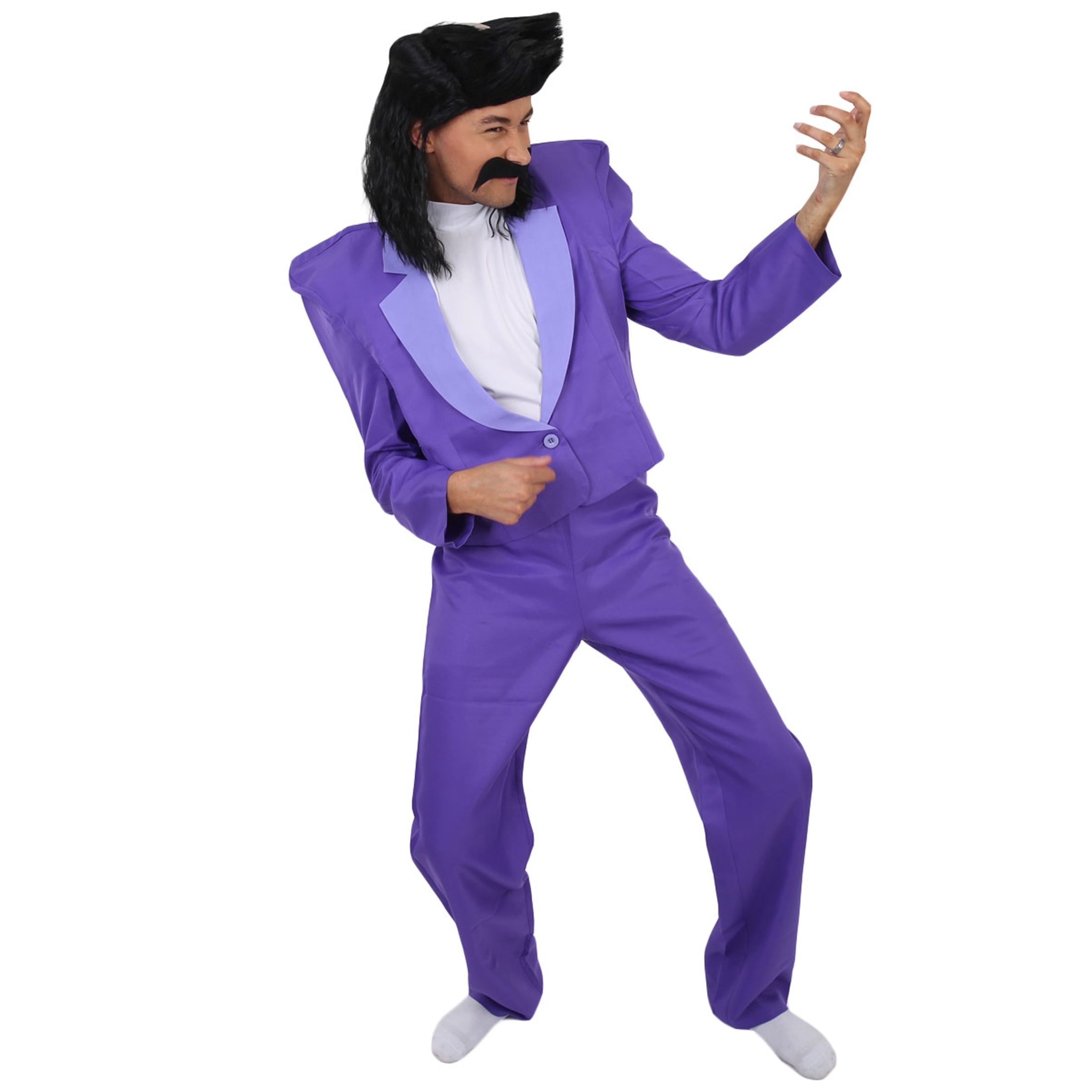 HPO| Adult Men's Rock Star Dark Purple Suit with Mock Turtle Neck | Best for Halloween Costume Party