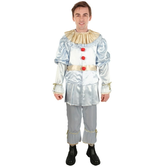 HPO Adult Men's Sadistic Clown Costume - Silver Color (Medium)