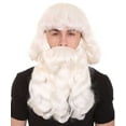 thumbnail image 1 of HPO Adult Men's Santa Wig & Beard | White Color Christmas Party Cosplay Wig | Synthetic Fiber, 1 of 9