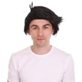 thumbnail image 1 of HPO Adult Men's Short Black Retro Cartoon Fred Caveman Fun Wig, Perfect for Your Halloween & Cosplay, 1 of 9
