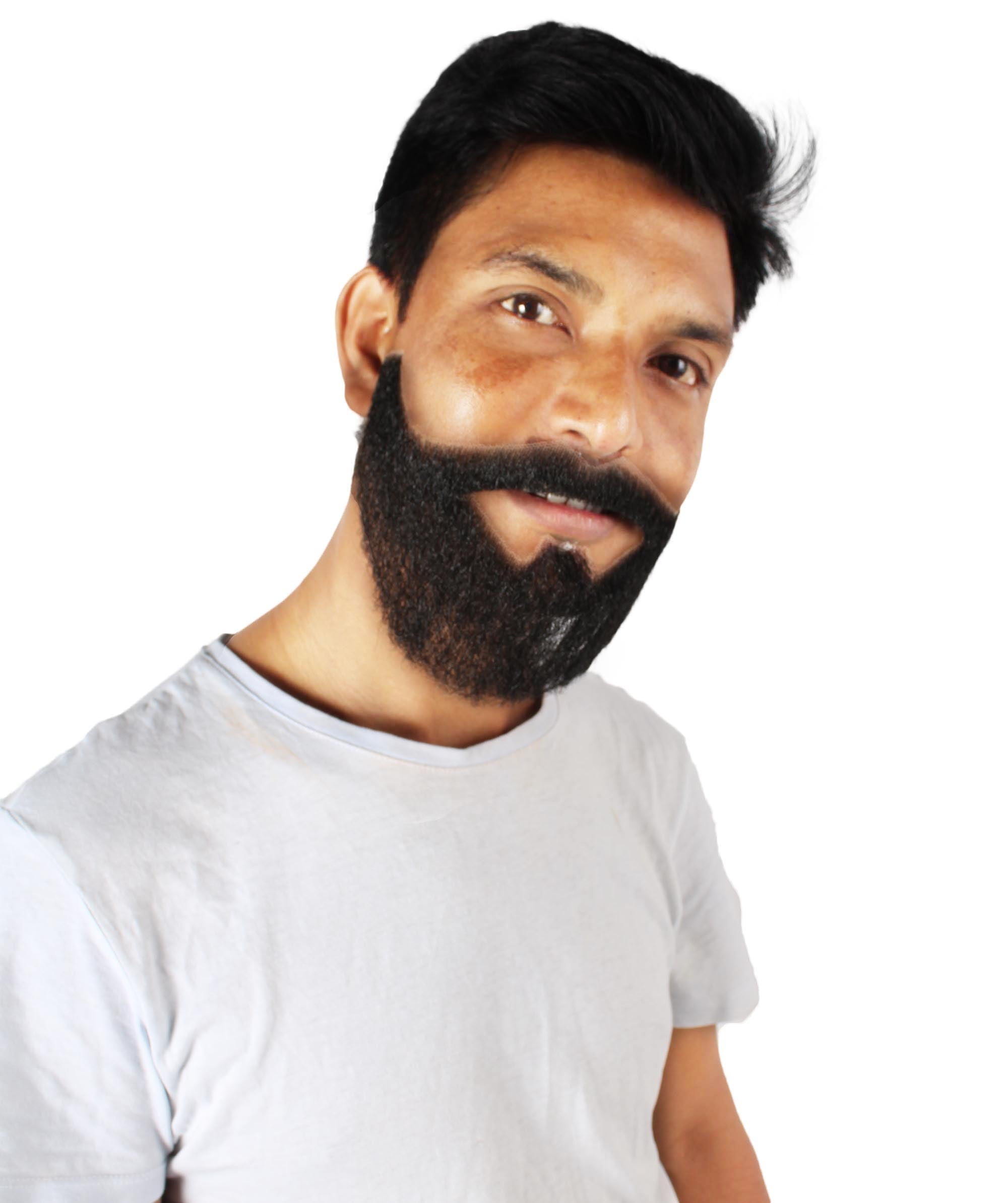 HPO Adult Men's Synthetic Hair Black Beard Cosplay & Halloween Facial ...