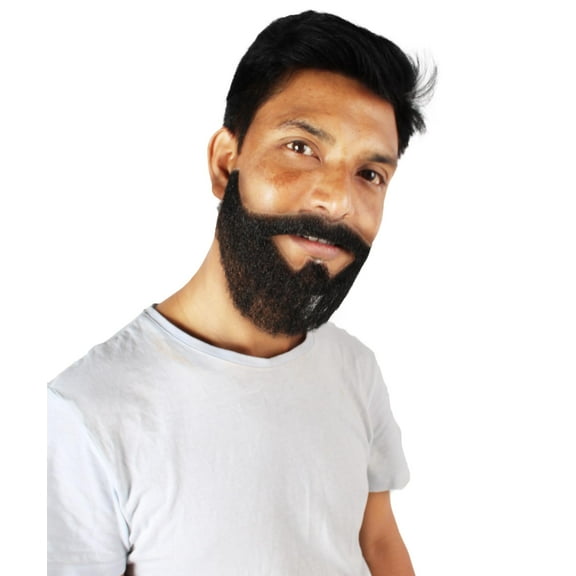 HPO Adult Men's Synthetic Hair Black Beard Cosplay & Halloween Facial Hair