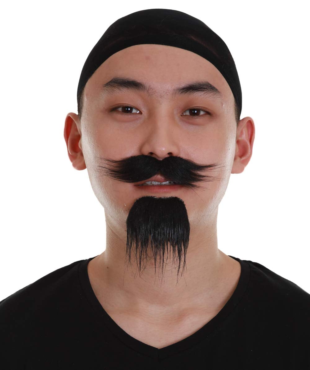 HPO Adult Men's black color Straight thick pirate Mustache and Beard