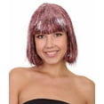 thumbnail image 1 of HPO Adult Women’s Purple Tinsel Bob Wig – Shimmer Synthetic Fiber, Capless Cap, Cosplay & Halloween Costume Hair, 1 of 72