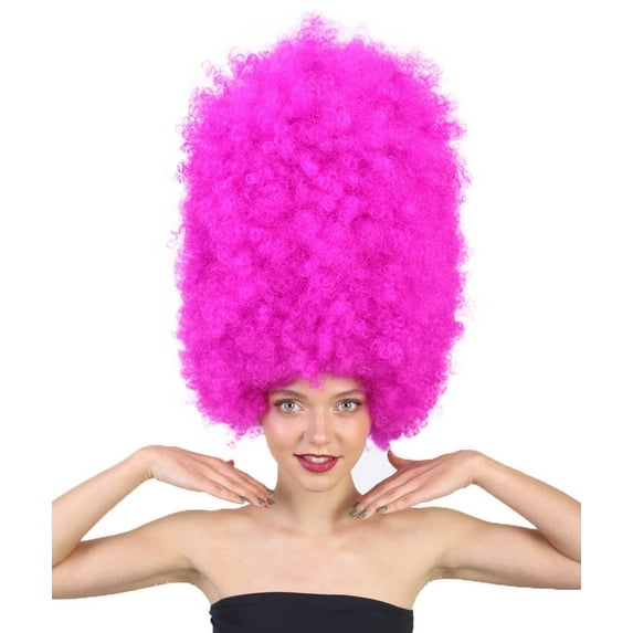 HPO Adult Super Sized Halloween Neon Fuchsia Color Wig Collection, 24 Multiple Color Options