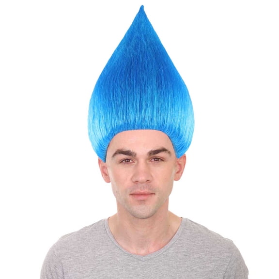 HPO Unisex Pointy Spiked Troll Wig, Heat-Resistant Synthetic Costume Wig for Halloween Cosplay, Blue