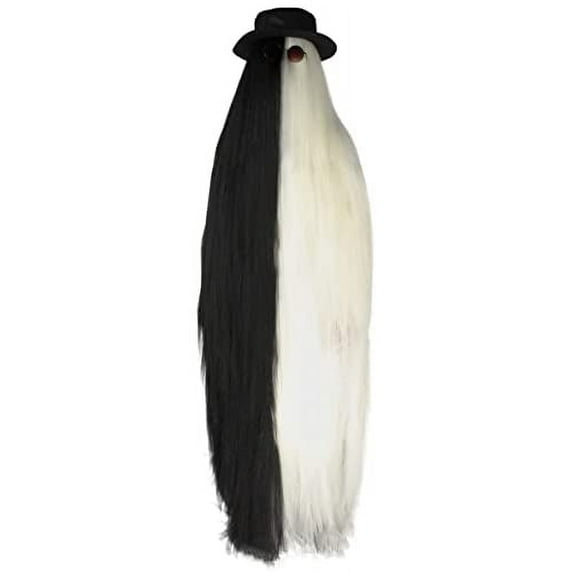 HPO| Adult Unisex Dapper Creature Playboy Wig Costume| Black & Blonde| Synthetic Fiber