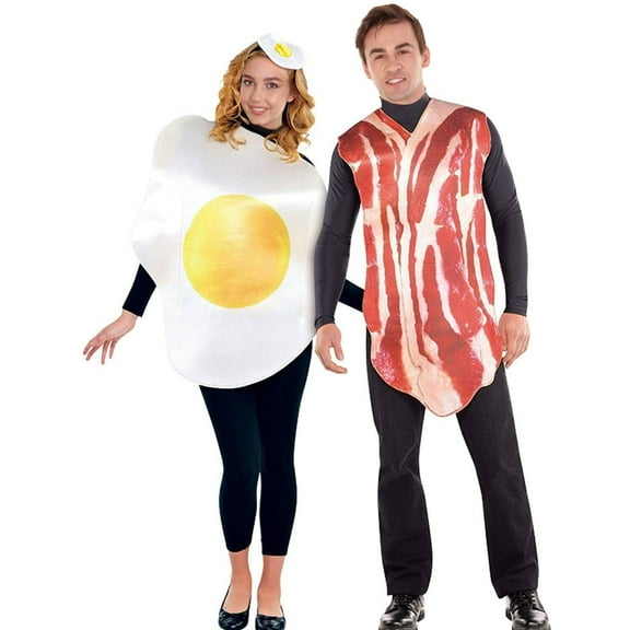 HPO Adult Unisex Food Friend Egg and Meat Bacon Breakfast multiple Costume | Suitable for Halloween | Flame-retardant Synthetic Fabric