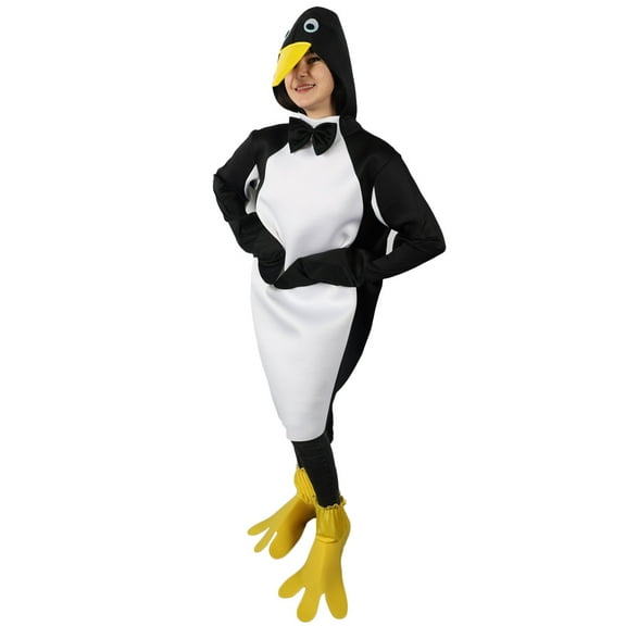 HPO Adult Unisex Funny Penguin Costume  Cozy Animal Outfit with Dress & Shoes for Halloween (Medium)