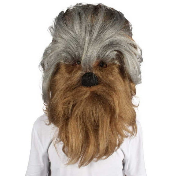 HPO Adult Unisex Hairy Warrior Ape Military Leader Resistance Fighter Gorilla Cosplay Hand Tied Mask and Wig, Complete Halloween Look Kit