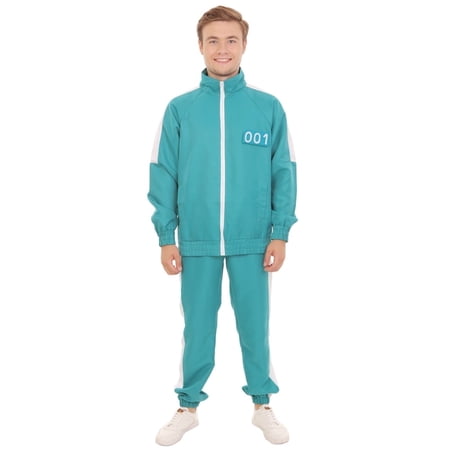 HPO Adult Unisex Green Survival Game Costume Tracksuit | Sweatshirt & Pants Set, Lightweight Synthetic Fabric Outfit for Cosplay & Halloween