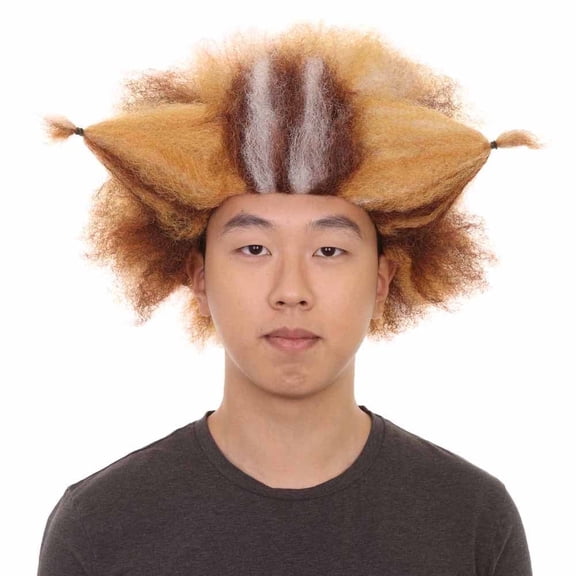 HPO Cats Musical Brown White Color Short Straight Cats Musical Cosplay Wig, Cosplay or Halloween – Unisex Fit with Breathable Cap