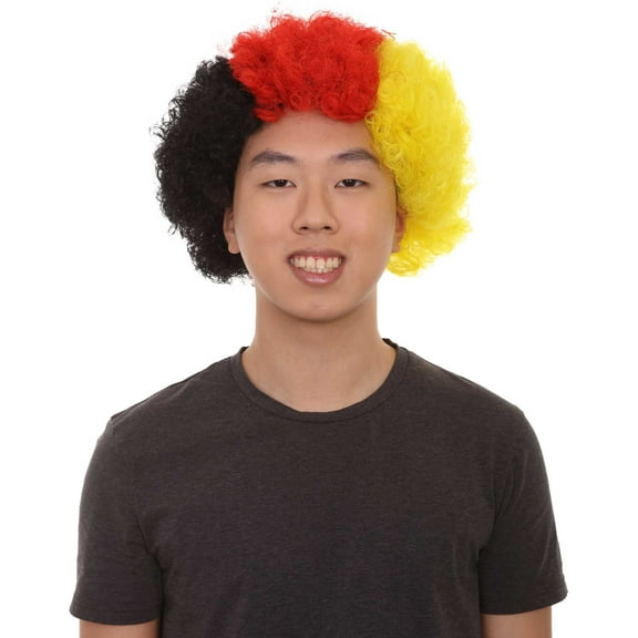 HPO Adult Unisex Patriotic Germany Sport Flag Sport Fun Wig | Black Red & Yellow Color Wig Synthetic Fibers