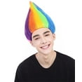 thumbnail image 1 of HPO Adult Unisex Rainbow Color Straight Cosplay Halloween Troll Wig, Synthetic Soft Fiber Hair,, 1 of 8