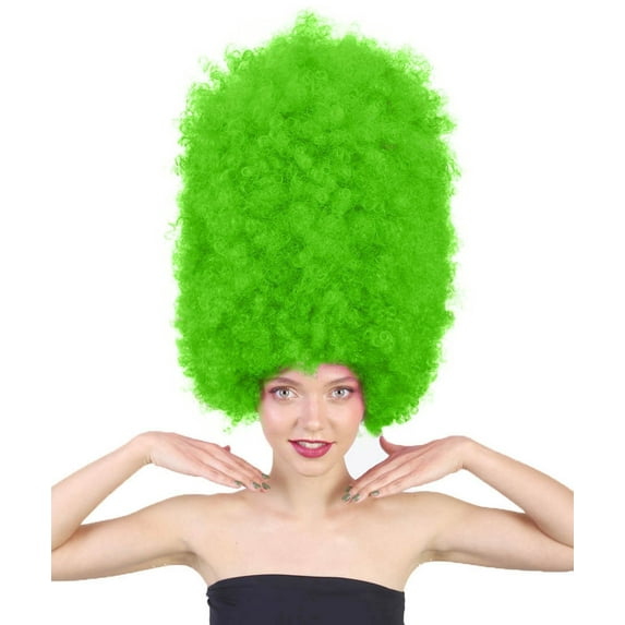 HPO Adult Unisex Super Sized Halloween Neon Green Color Wig Collection, 24 Multiple Color Options