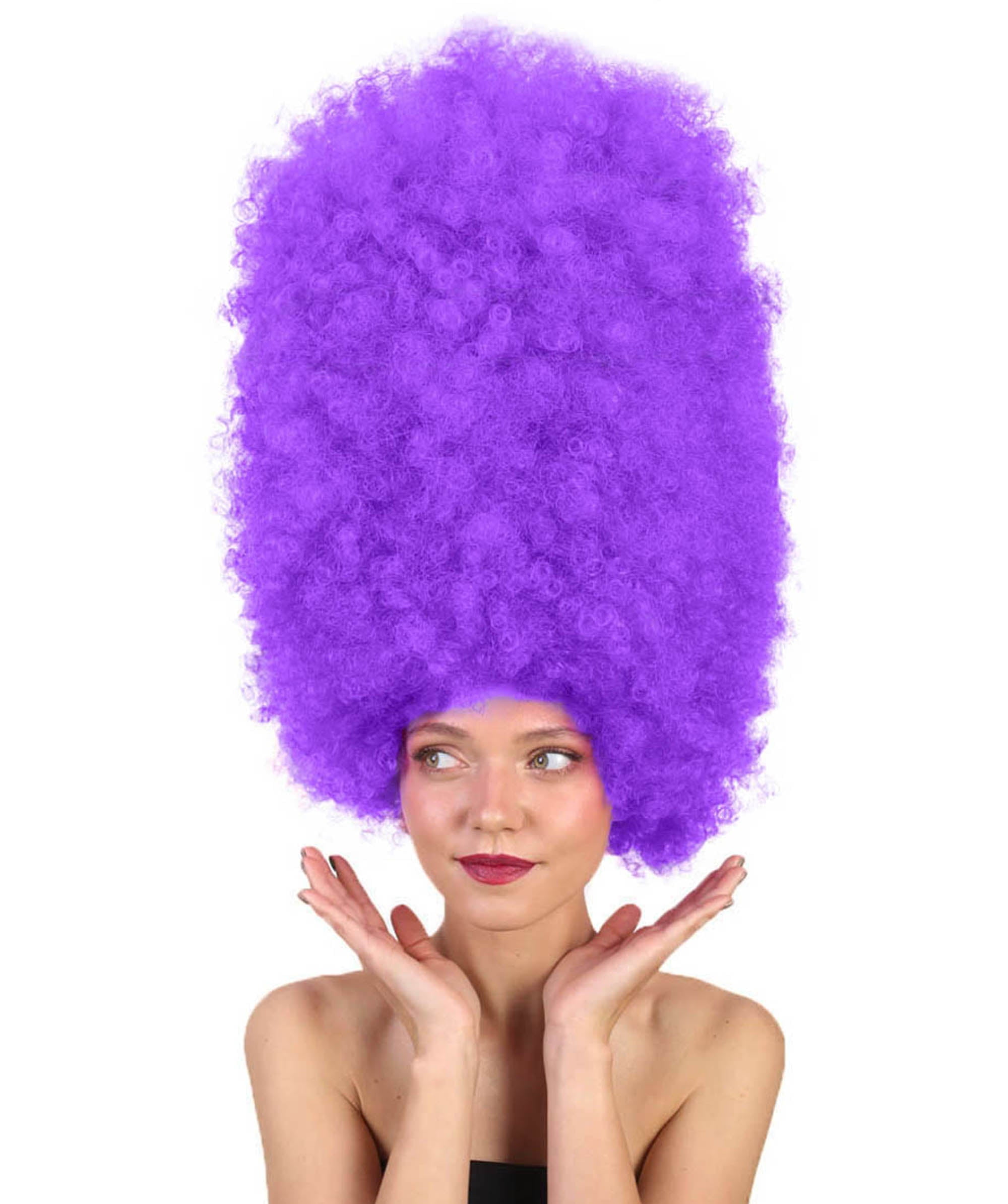 HPO Adult Unisex Super Sized Halloween Neon Purple Color Wig Collection
