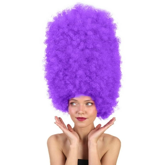 HPO Adult Unisex Super Sized Halloween Neon Purple Color Wig Collection, 24 Multiple Color Options