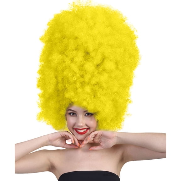 HPO Adult Unisex Super Sized Halloween Yellow Color Wig Collection, 24 Multiple Color Options