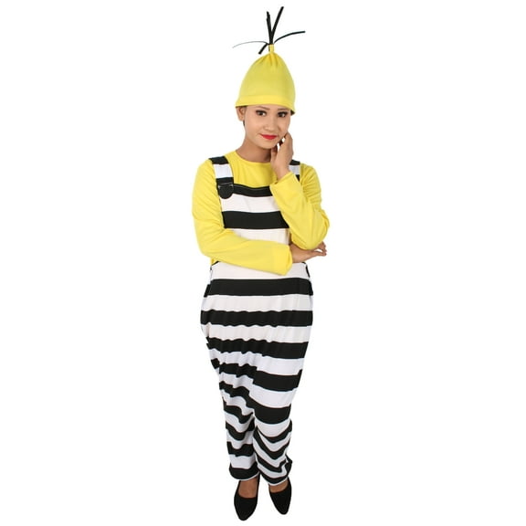HPO Adult Unisex Yellow, Black & White Animated Movie Costume, Perfect for Halloween, Flame-retardant Synthetic Fiber