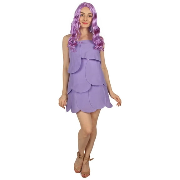 HPO Adult Women Animated Troll Costume, Purple Color Perfect for Halloween, Made with Synthetic Fabric