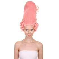 HPO Adult Women Colonial Lady Large Pink Beehive Wig Collection Fun Character Cosplay Halloween Wigs
