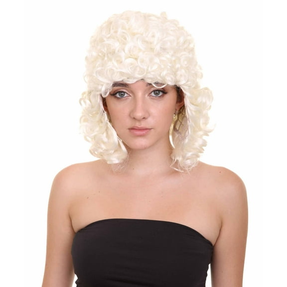 HPO Adult Women Judge Wig, Perfect for Cosplay, Flame-Retardant Synthetic Fiber, White Color Wig