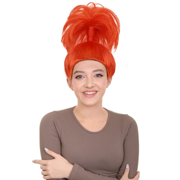 HPO Adult Women's Animated Movie Character Emotion Orange Wig, Cosplay Wig, Flame-retardant Synthetic Fiber