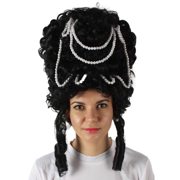 HPO Baroque Beehive Updo Wig for Women – 18th Century Rococo Colonial Victorian Updo Wig for Halloween Cosplay -BLK
