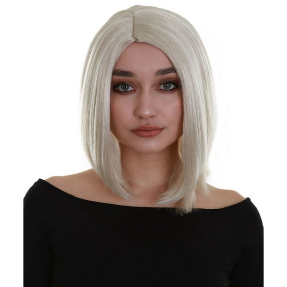 HPO Adult Women's Blonde Color Straight Shoulder Length Trendy Natural Silk Bob Wig