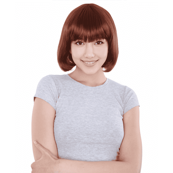 Short Brown Bob Wig for Women – Synthetic Halloween & Cosplay Costume Wig