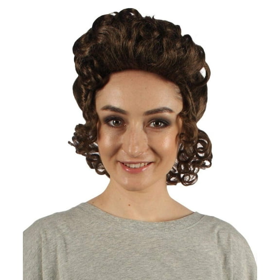 HPO Adult Women's Colonial Historical Wigs | Dark Brown Cosplay Wigs | Premium Breathable Capless Cap | Made of Synthetic Fiber Wig