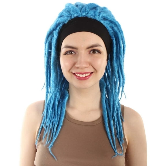 HPO Adult Women's Deluxe Blue Dreadlock Wig Synthetic Costume Hair for Halloween & Cosplay
