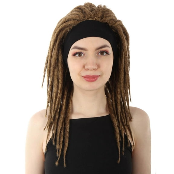 HPO Adult Women's Deluxe Brown Dreadlock Wig Synthetic Costume Hair for Halloween & Cosplay